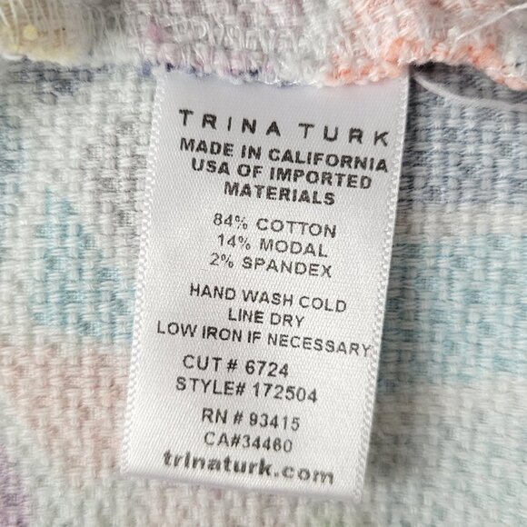 Trina Turk Multicolor Abstract Fan Print Mid Rise Ankle Cropped Boho Pants - Picture 10 of 10